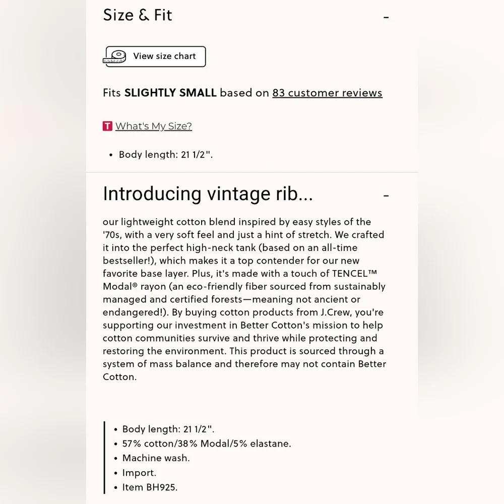 NWT J. Crew New favorite tank top in vintage rib, size small - Picture 6 of 8